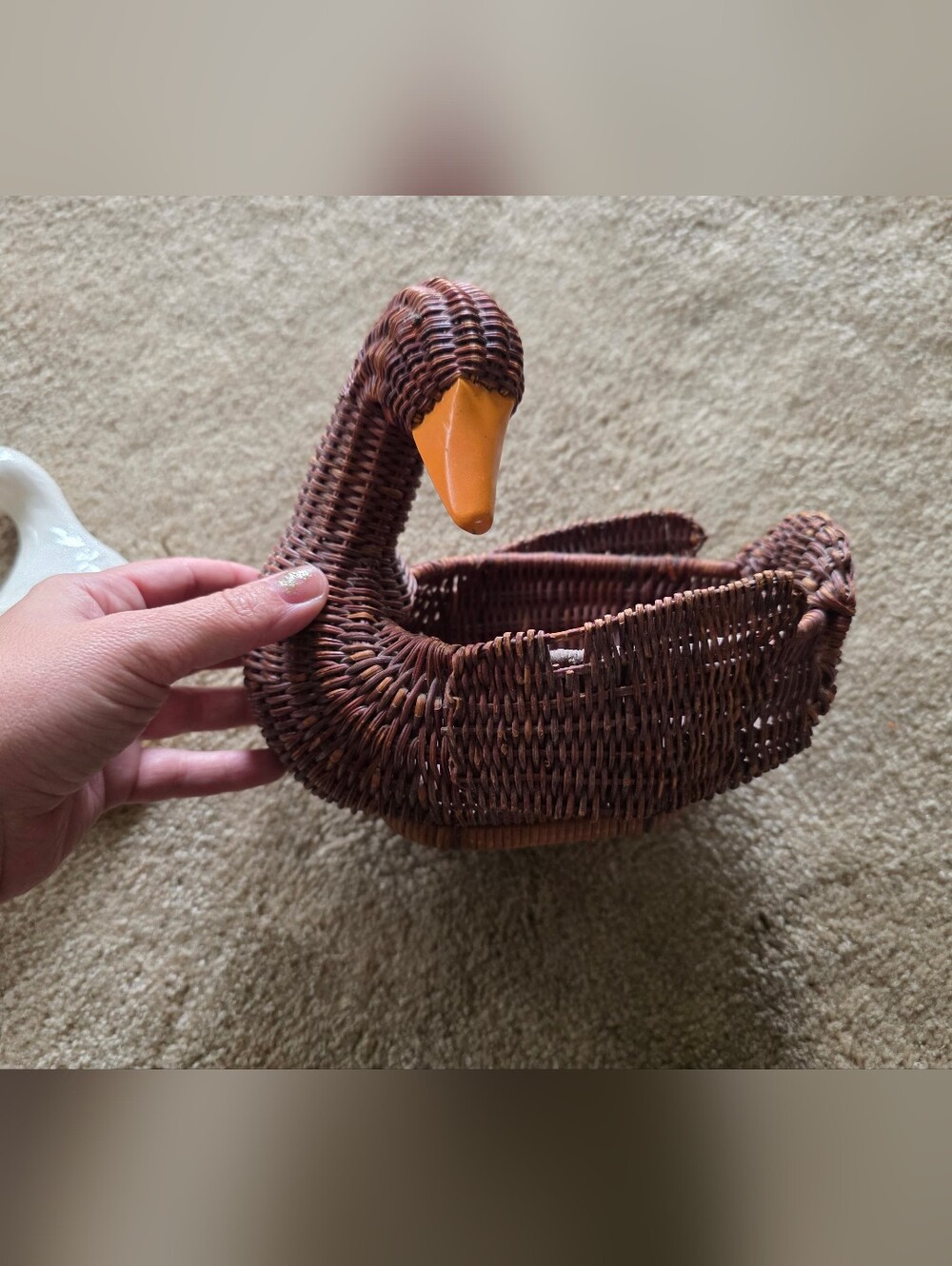 Vintage | Cottagecore | Duck | Woven Basket | Guc